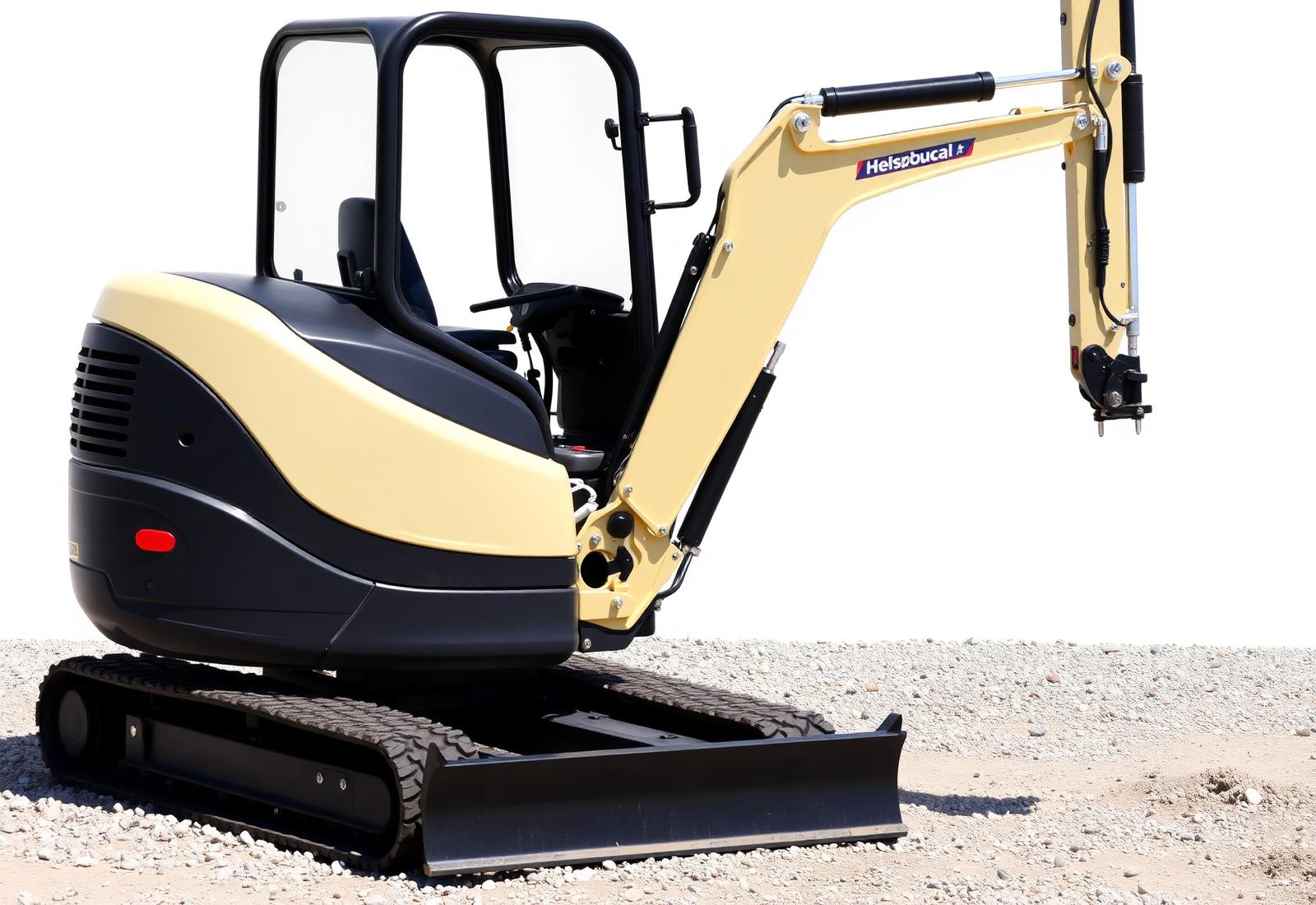 Kompakter Minibagger auf einer Baustelle